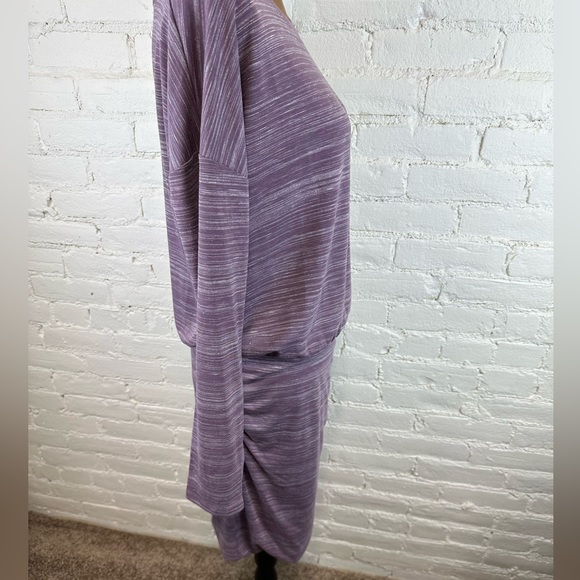 Athleta Beyond Soft Avenues Long Sleeve Side Ruched Purple Heather Dress Medium - Picture 4 of 9